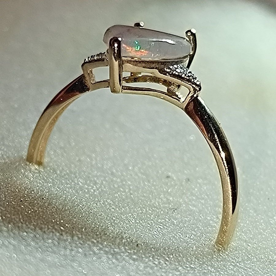 Guldring 14k (585) Opal-Diamanter