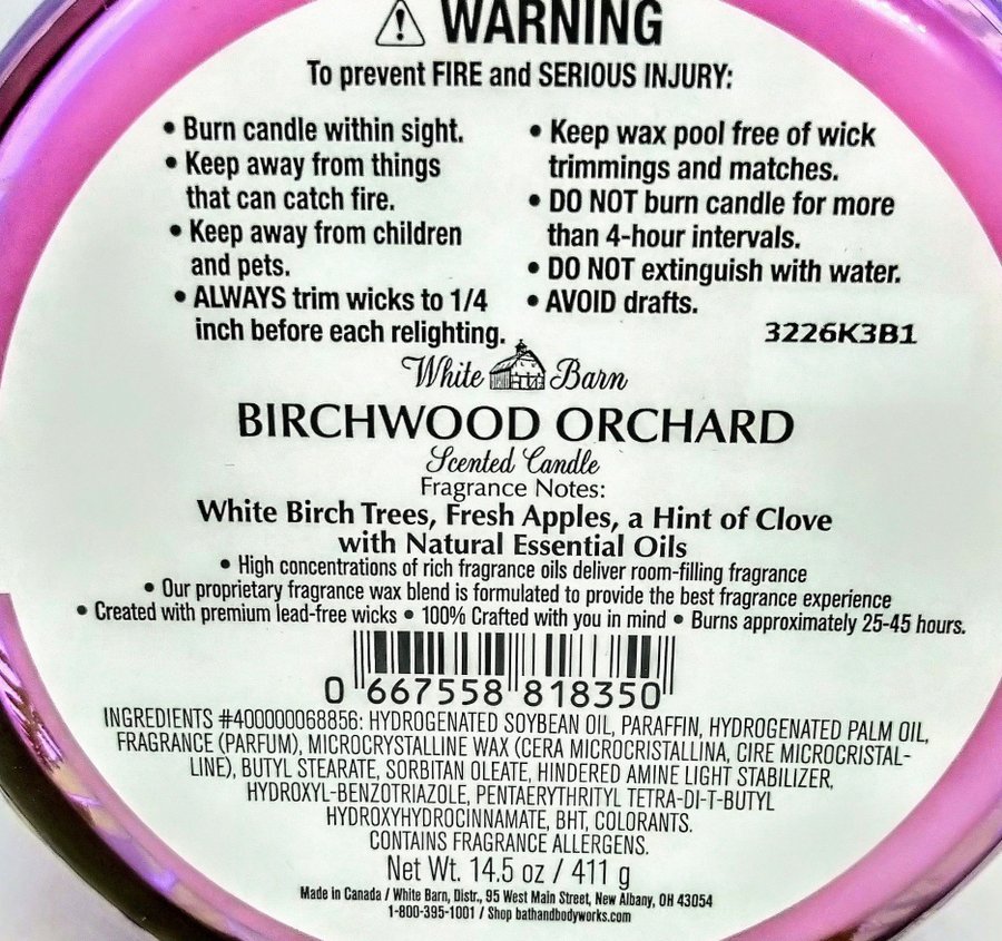 BIRCHWOOD ORCHARD Bath  Body Works 3 veks ljus