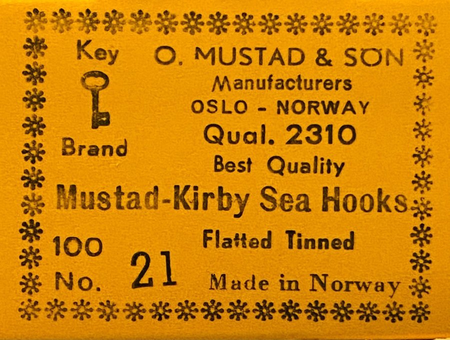 MUSTAD-Kirby krokar! Nr21. Qual 2310 . perfekt skick 100st . Oanvända.