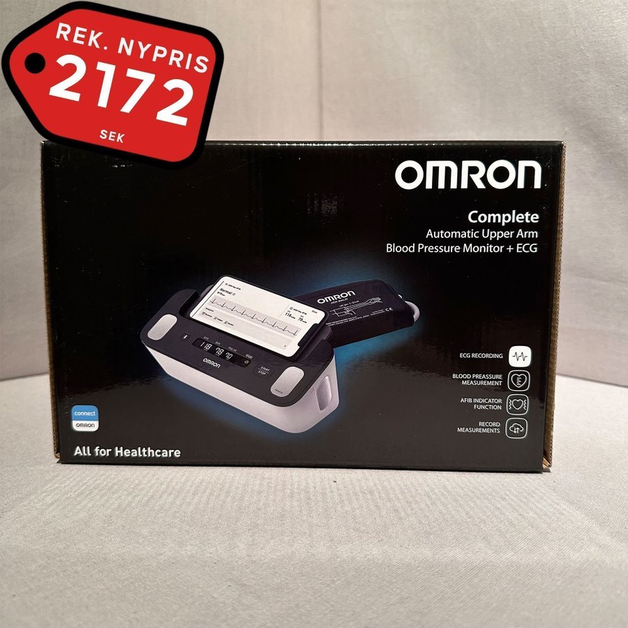 Omron Complete Smart 2-i-1 Blodtrycksmätare med EKG, Svart