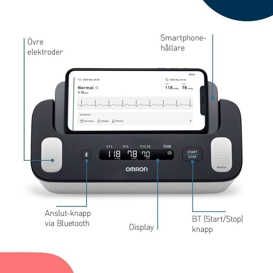 Omron Complete Smart 2-i-1 Blodtrycksmätare med EKG, Svart