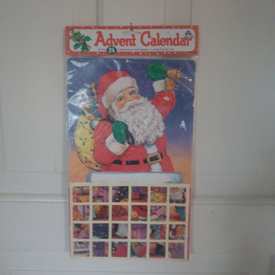 Äldre oöppnad julkalender med klistermärken - 1993