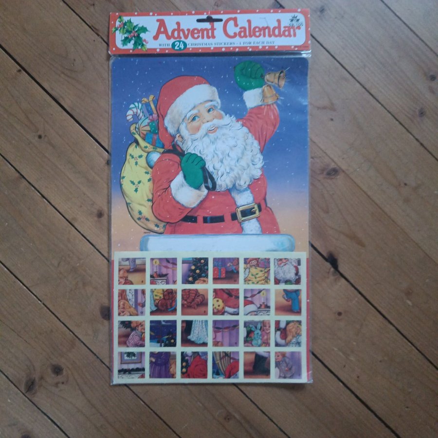 Äldre oöppnad julkalender med klistermärken - 1993