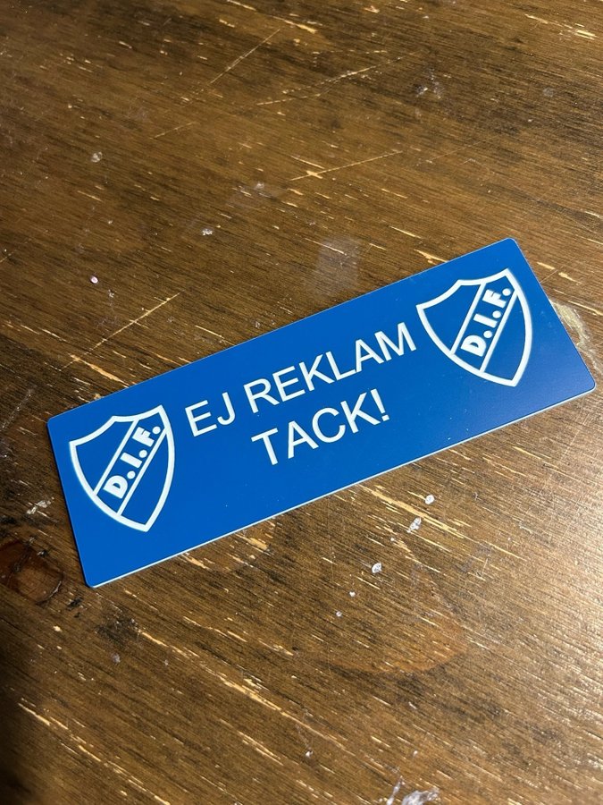 Brevlåda skylt ej reklam Djurgården, DIF