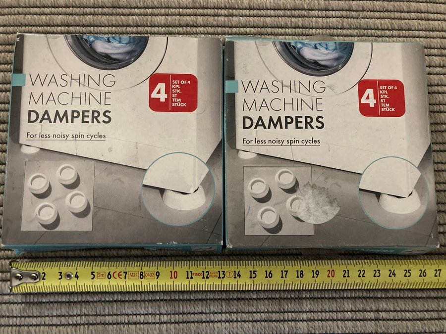 Washing machine dampers - 2•4 fötter - for less noisy spin cycles