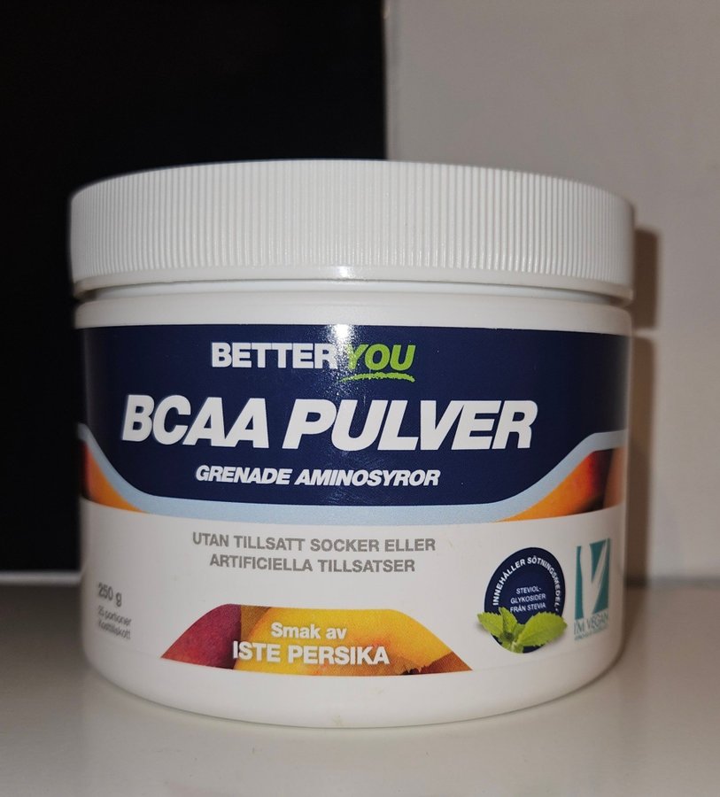 BETTER YOU BCAA ISTE/PERSIKA 250 GRAM/FULLSTOR - NYTT/OANVÄNT/OÖPPNAT!