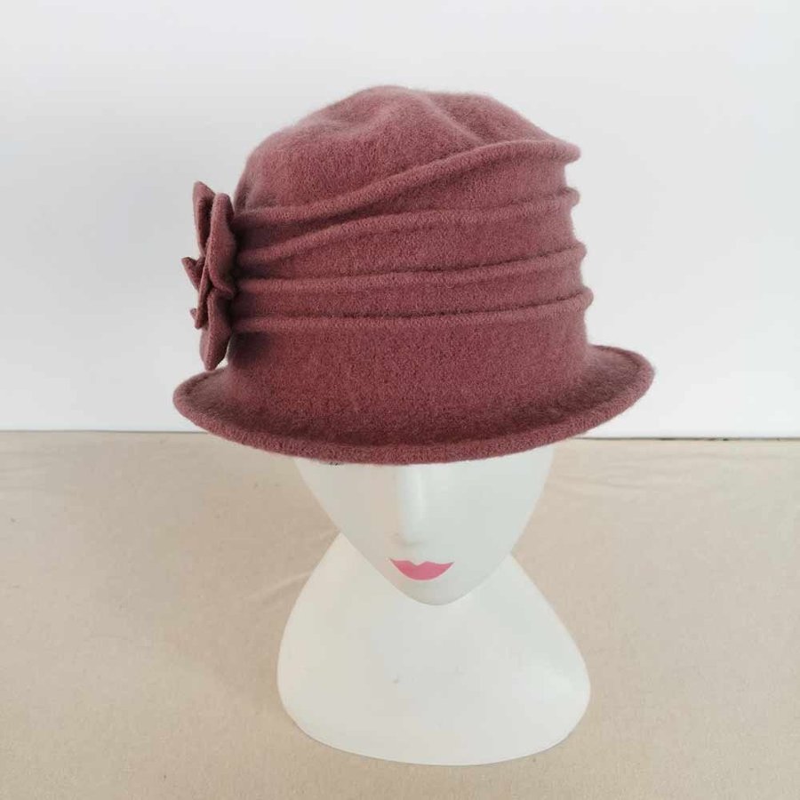 Women wool blend winter hat, Cloche warm cap, Bucket hat,