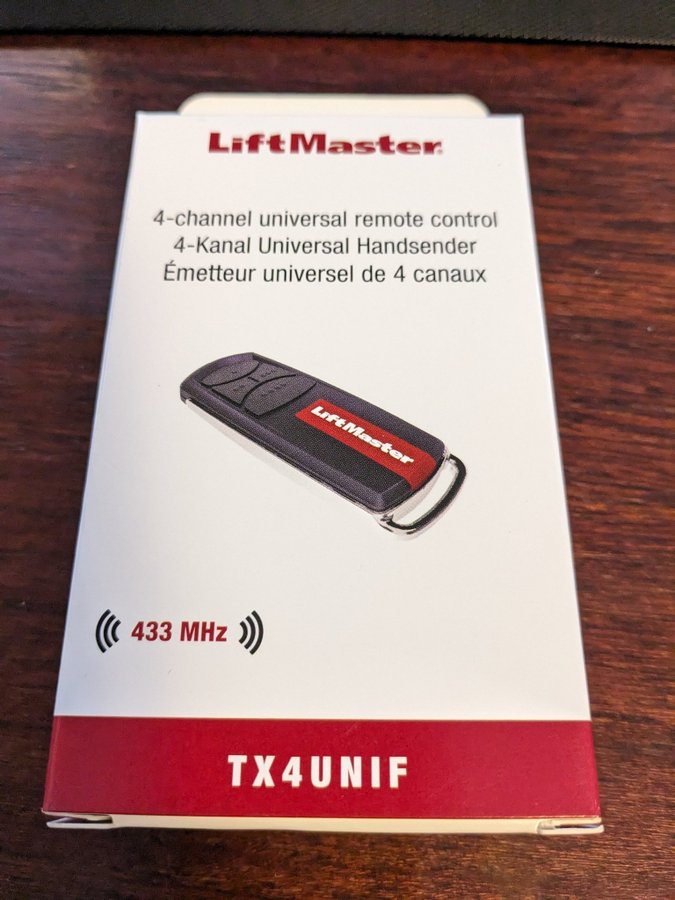 Liftmaster TX4UNIF 433MHz handsändare Original ny