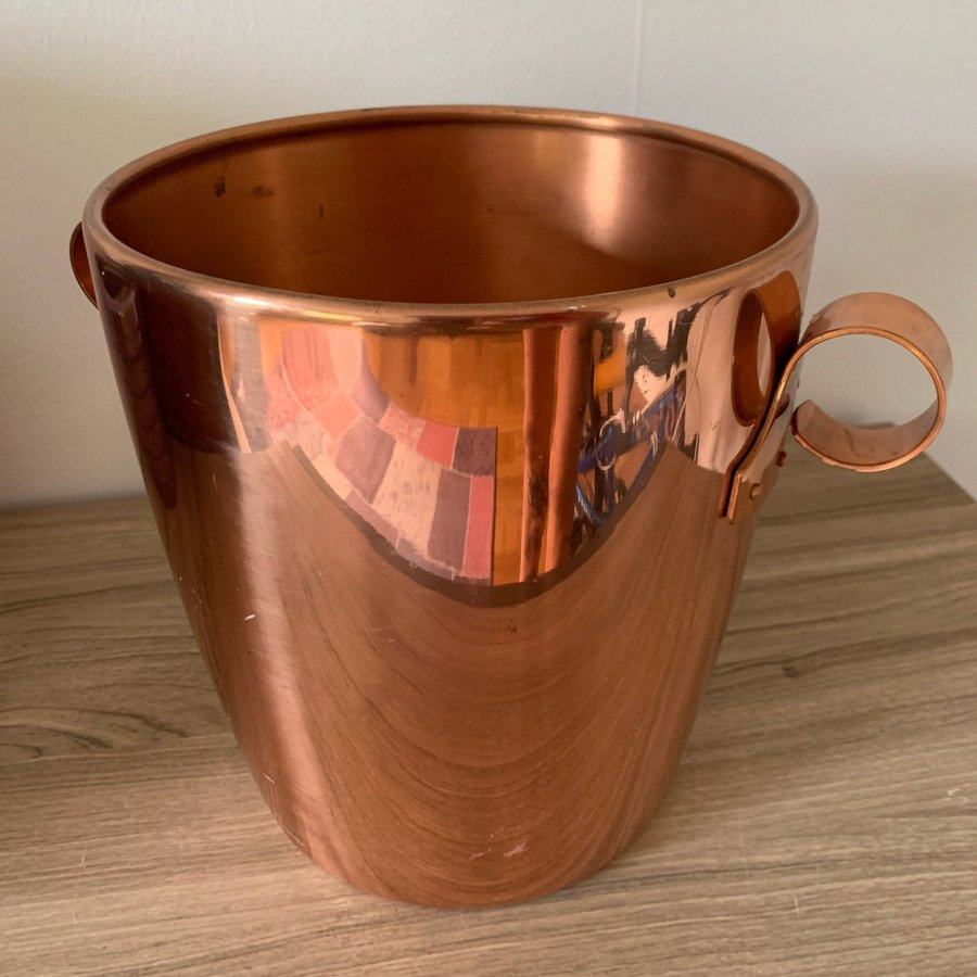 Copper plated metal ice champagne bucket from Sigg Switzerland