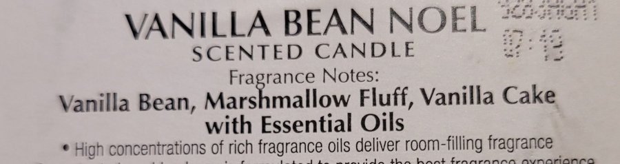 VANILLA BEAN NOEL Bath  Body Works 3-wick candle doftljus USA marshmallow doft