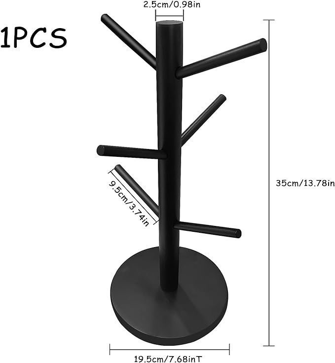 Helt ny Kaffekopphållare Av TräKoppställ Trä Mugghållare 6 Krokar