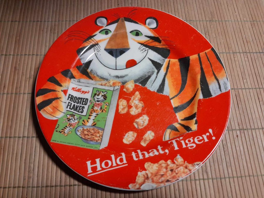 Vintage Kellogg's Frosted Flakes Tallrik Med Text Hold That, Tiger!