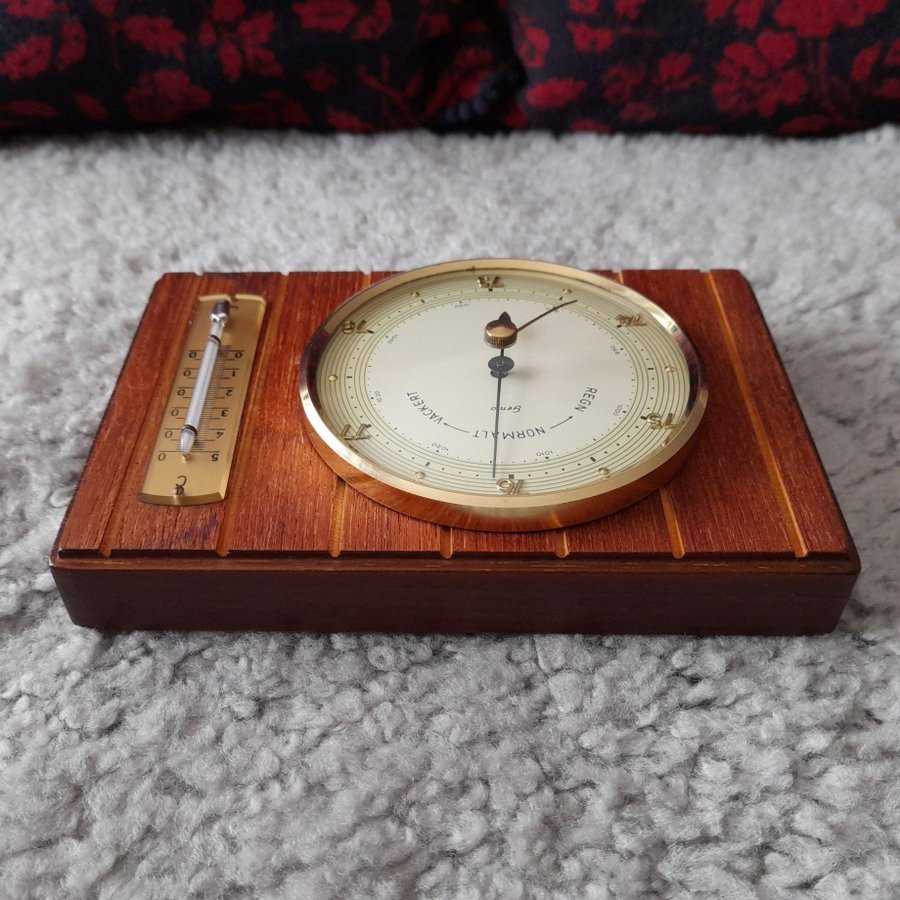 Vintage Genia barometer med termometer