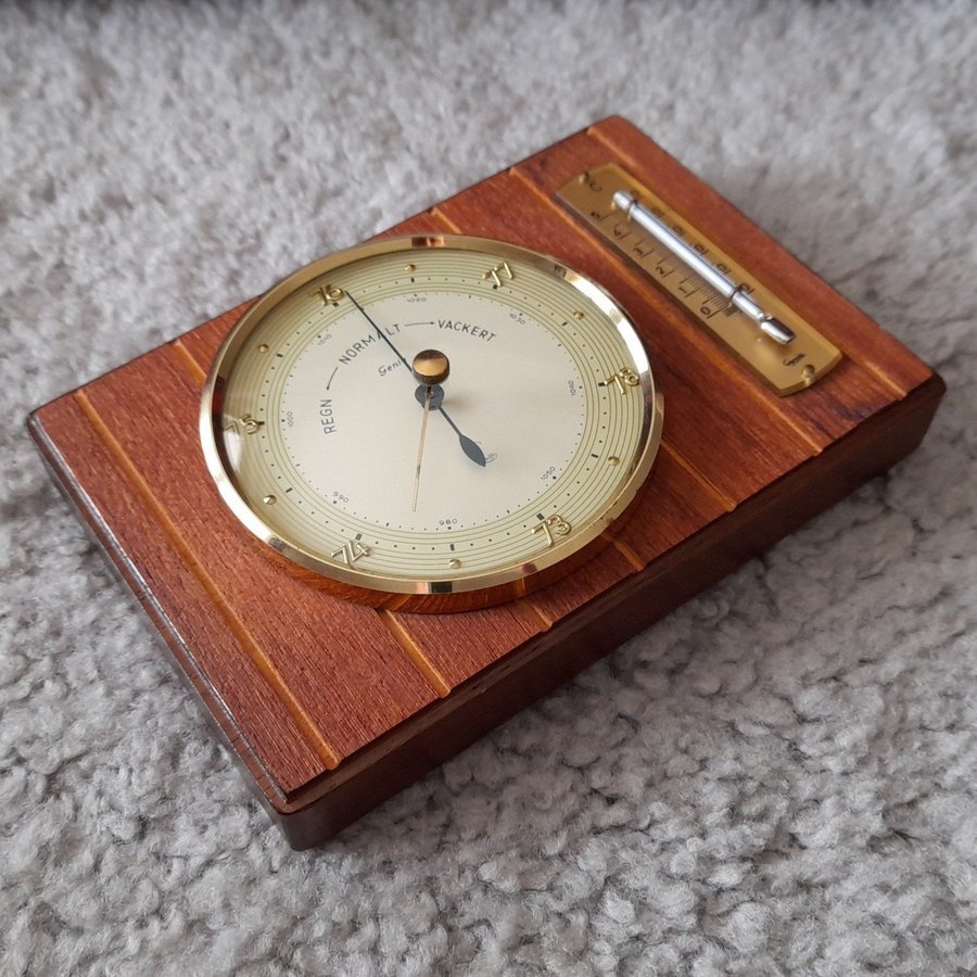 Vintage Genia barometer med termometer