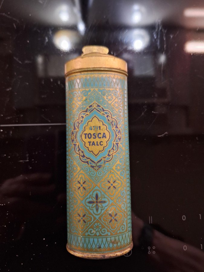 Mycket gammal Tosca Talc Burk / Flaska Vintage