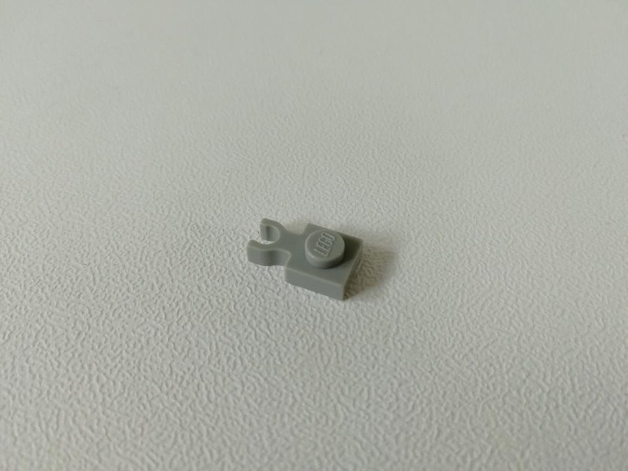 Lego - plate - 1x1 - clips - part 4085 - ljusgrå (old light gray)