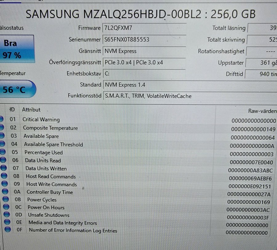 Samsung MZ-ALQ256B NVMe SSD 256GB gb