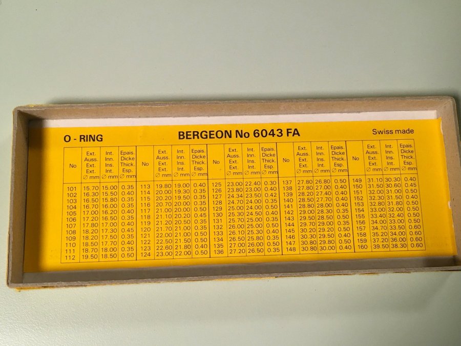 Bergeon O-Ringar 6043 FA och 6043 A boettpackningar