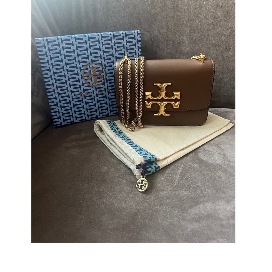 TORY BURCH ELEANOR KONVERTIBEL AXELVÄSKA BRUN  100% kalvskinn