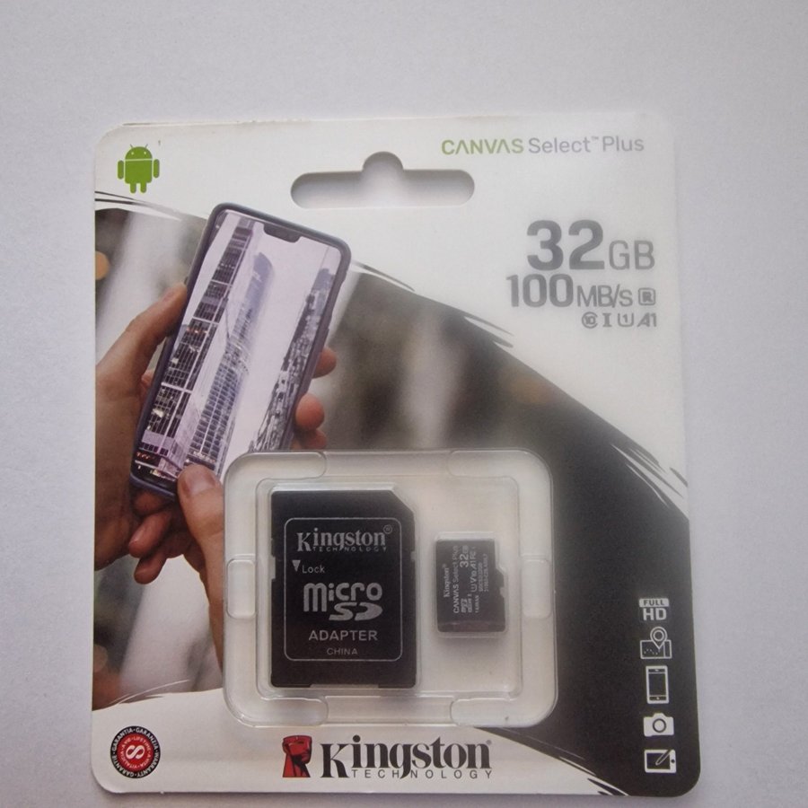 KINGSTON MICRO SD KORT 32GB HELT NY INPLASTAD