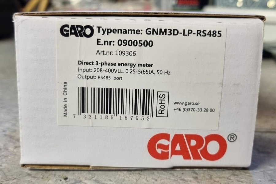 Garo GNM3D-LP-RS485 3-fas energimätare/lastbalansering