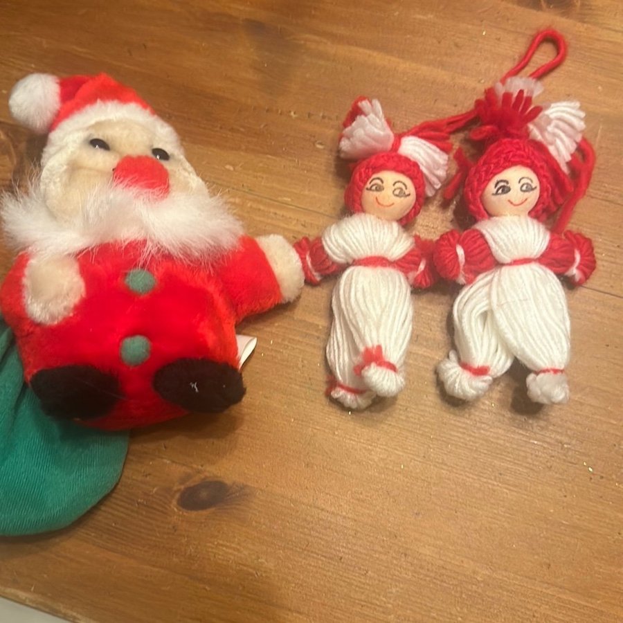 Julpynt tomte och två tomtenissar