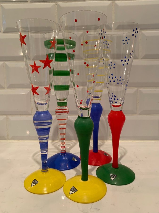 4 champagneglas ”Clown” Orrefors