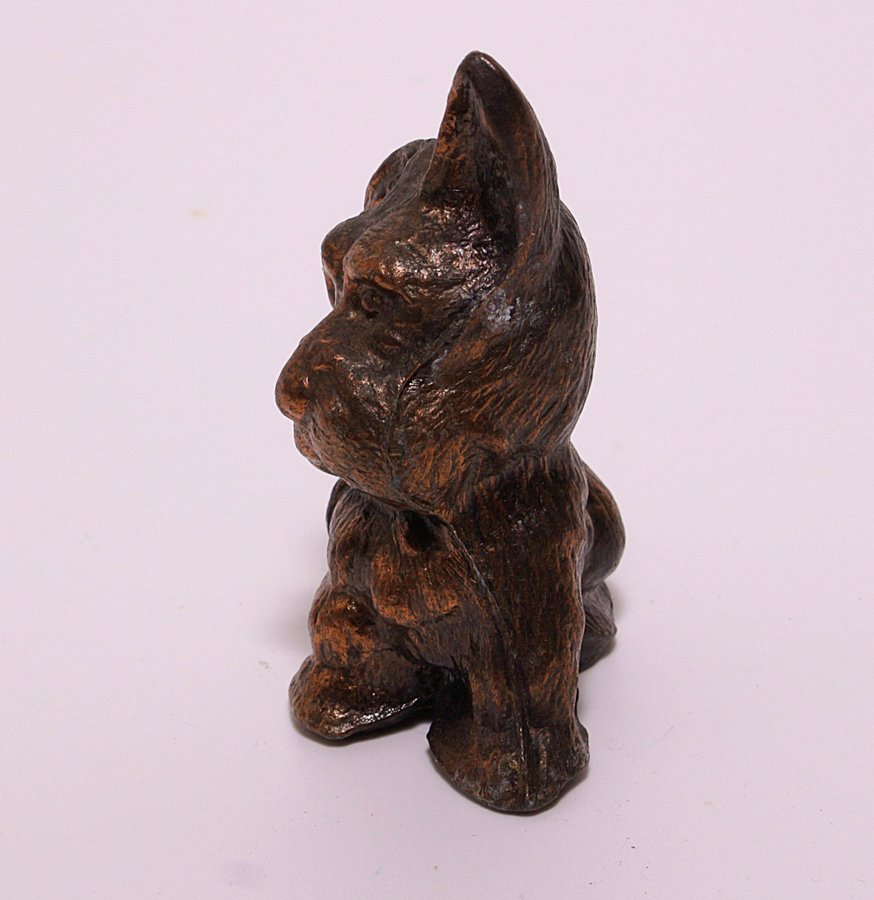 Figurin Terrier Metall Koppar Retro Vintage