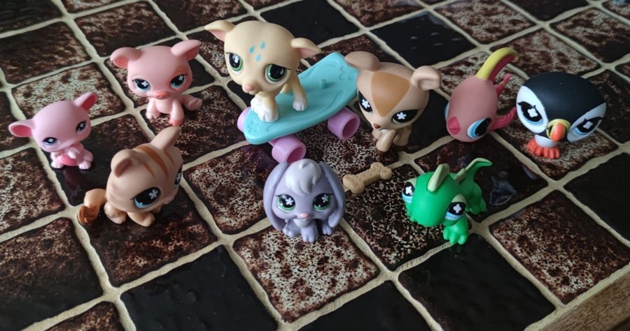 Littlest Pet Shop Set 9 Djur 632 634 654 651 649 622 644 875