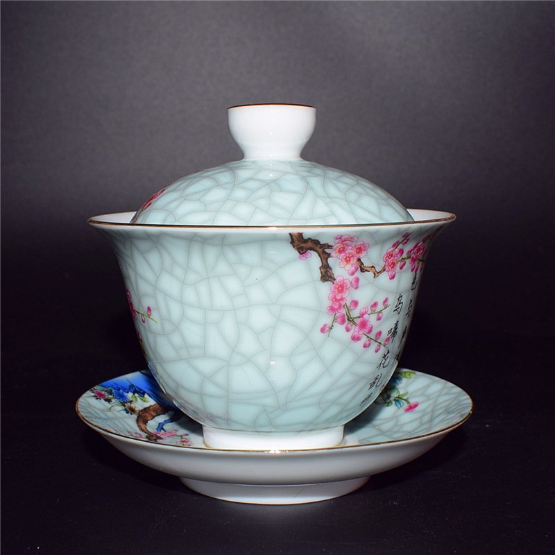 Song Dynasty Hutian kiln shadow green open tea