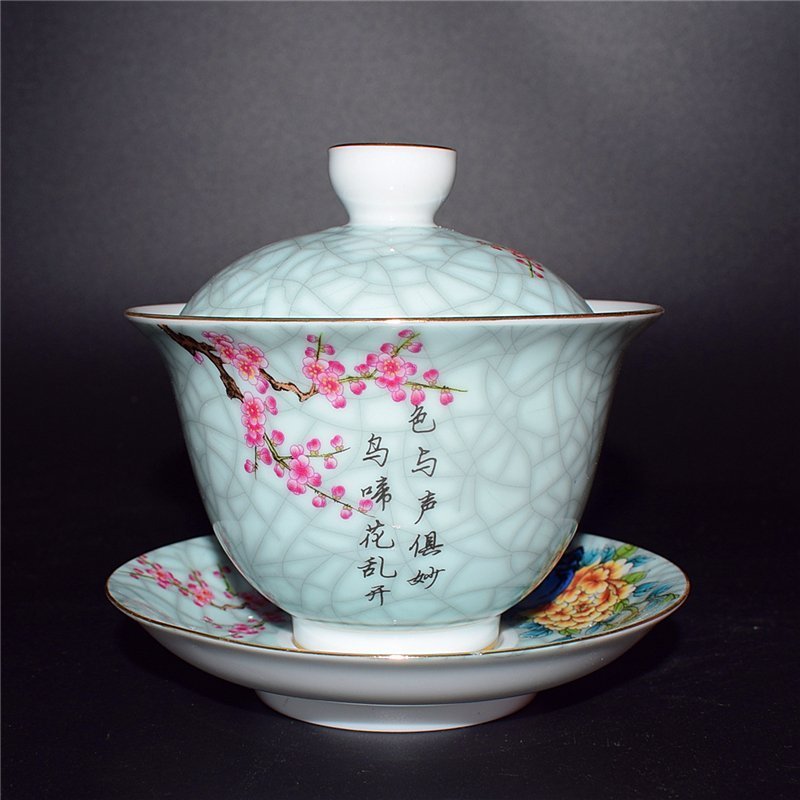 Song Dynasty Hutian kiln shadow green open tea