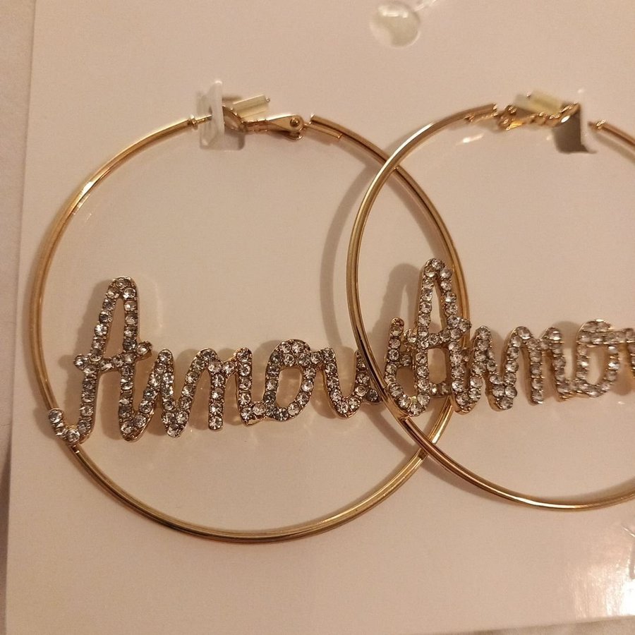 örhängen ringar amour strass guldringar bling bling coola fashion trend