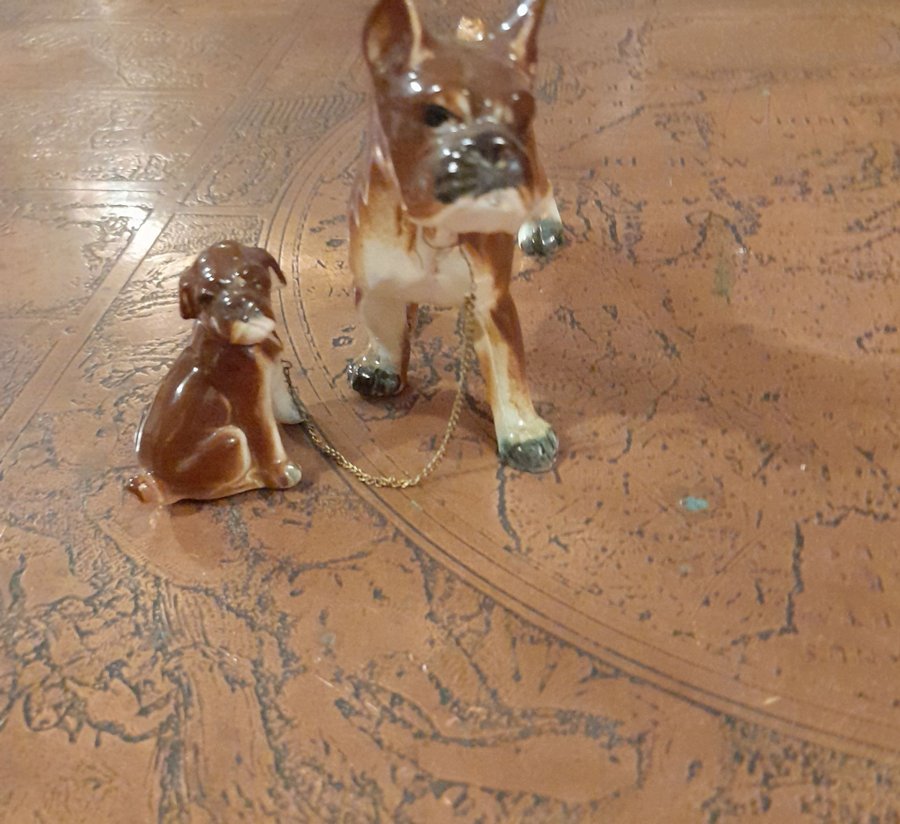 Porcelain Boxer Dog Figurines