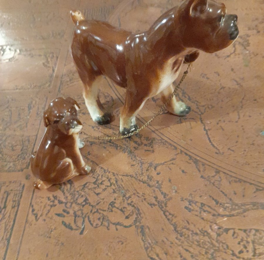 Porcelain Boxer Dog Figurines