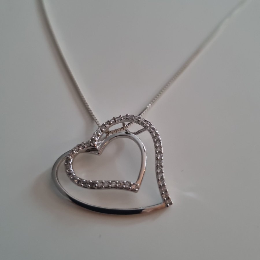 Necklace with double heart silver 925