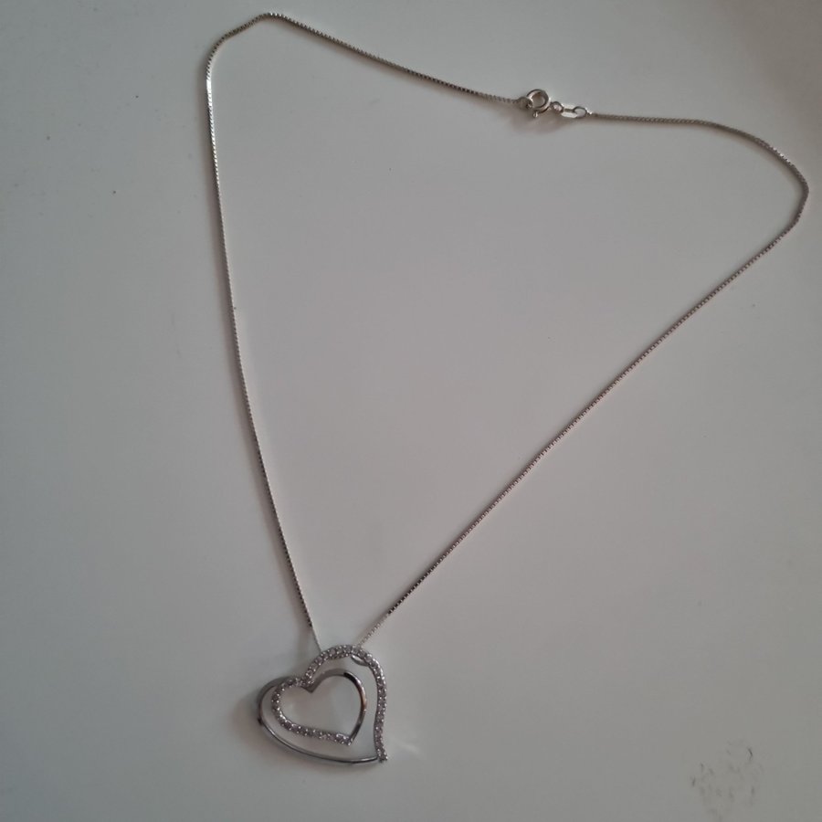 Necklace with double heart silver 925