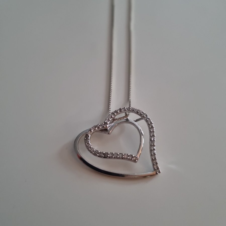 Necklace with double heart silver 925