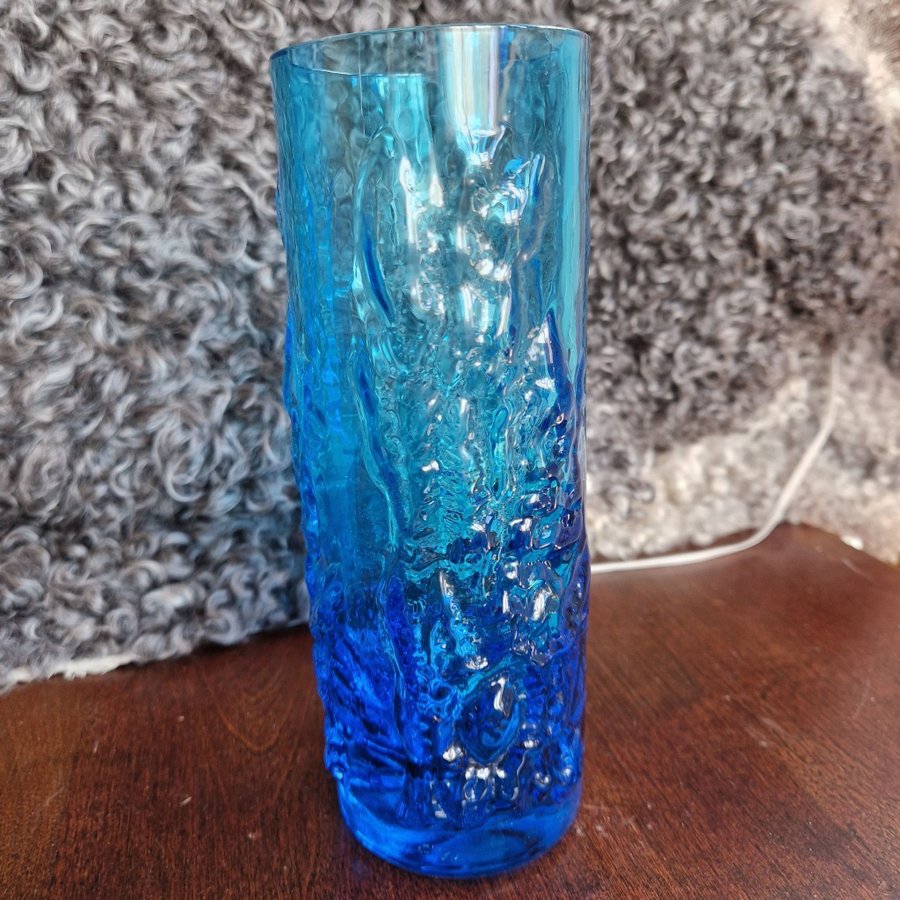 Fin turkos / blå glasvas, Eneryda glasbruk, retro, vintage