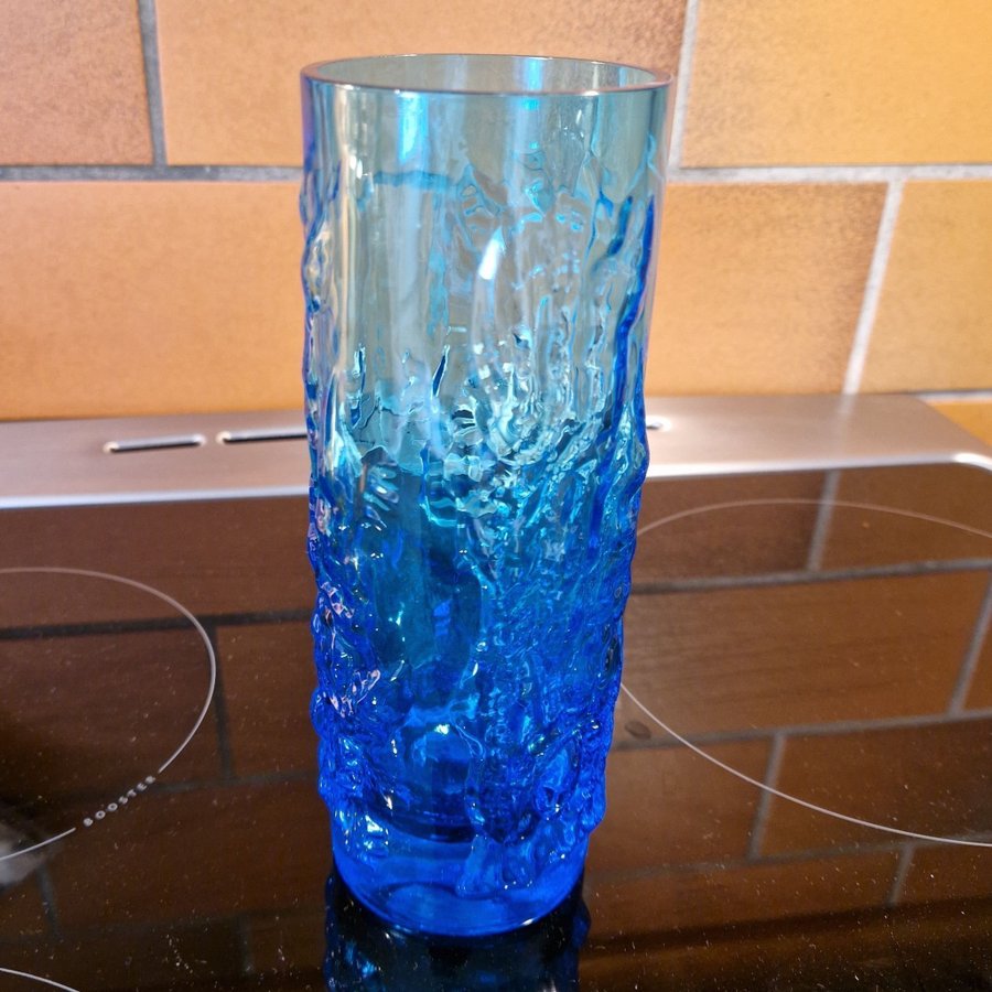 Fin turkos / blå glasvas, Eneryda glasbruk, retro, vintage