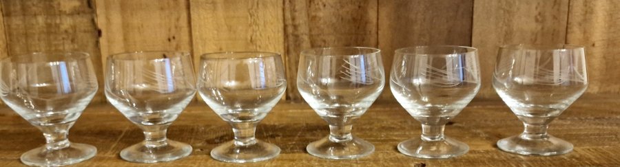 6 st vintage Svenska äldre retro starkvin glas likörglas portvinsglas