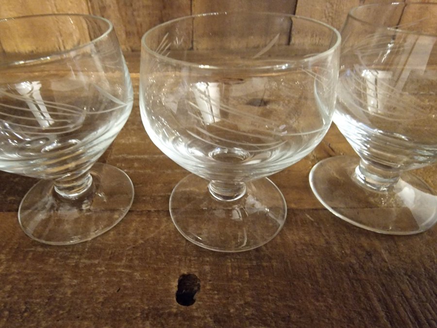 6 st vintage Svenska äldre retro starkvin glas likörglas portvinsglas