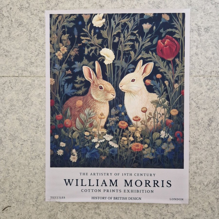 Ljuvlig bild på canvasduk tavla poster HARE/KANIN WILLIAM MORRIS