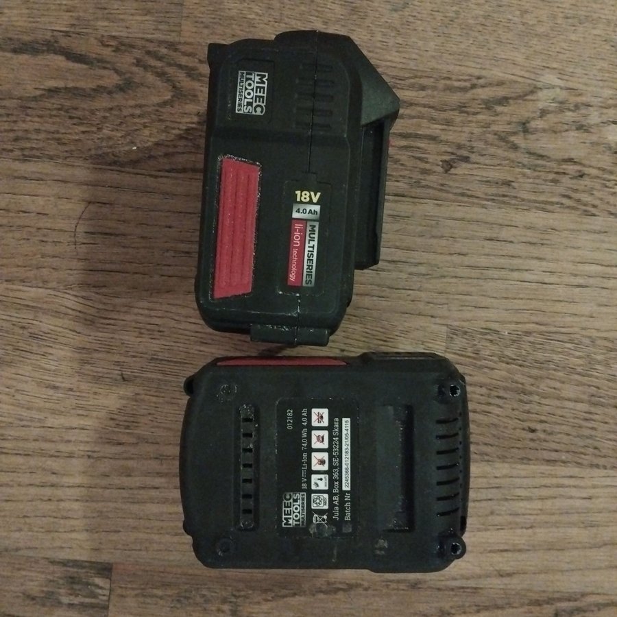 2 st Meec Tools 18V 4.0Ah Batterier