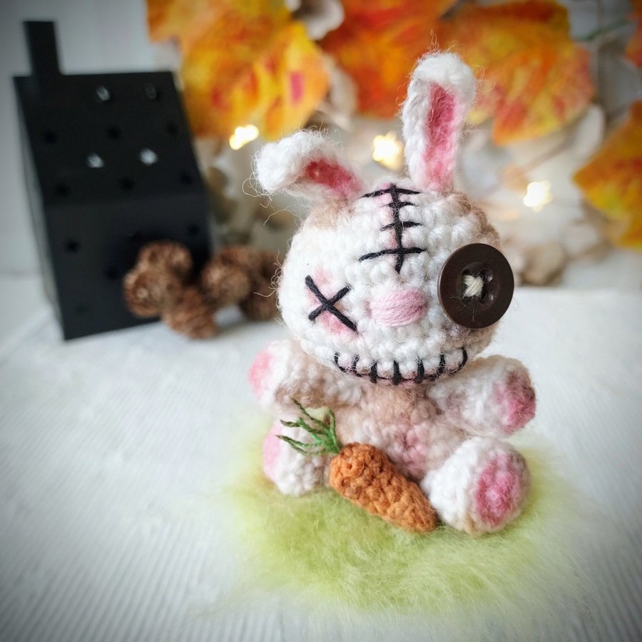 Virkad Voodoo Kanin Monster Docka Halloween Figur Prydnad Creepy Rabbit