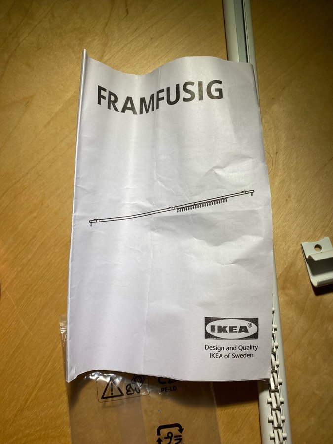 IKEA FRAMFUSIG Gardinstång Vit