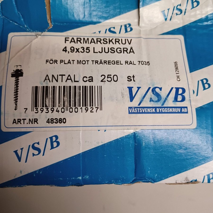 Farmarskruv 4,9x35 Ljusgrå