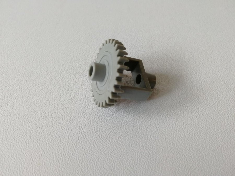 Lego - technic - kugghjul med fäste - part 73071 - ljusgrå (old light gray)