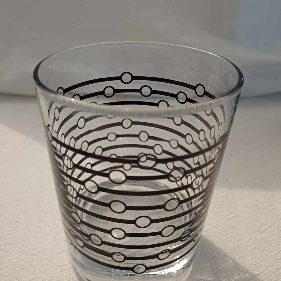 5 glas Ikea Vintage Svarta cirklar och ränder