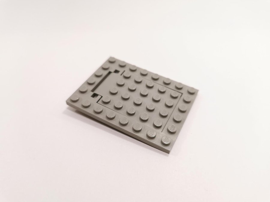 Lego - plate - lucka (äldre modell) - 6x8 - ljusgrå (old light gray)