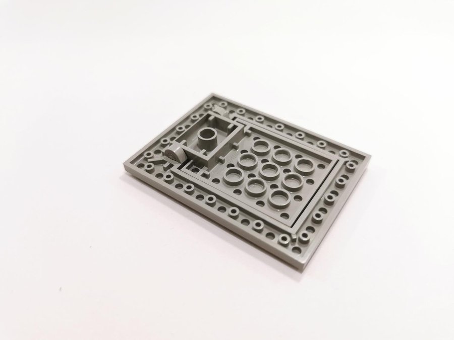 Lego - plate - lucka (äldre modell) - 6x8 - ljusgrå (old light gray)